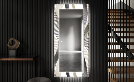 Dekoratyvinis veidrodis su LED apšvietimu prieškambariui - waves