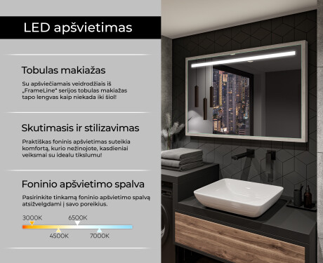 Apšviestas Veidrodis Veidrodis LED Su Rėmu - FrameLine L12 #4